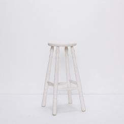 Country Style White Wooden Stool