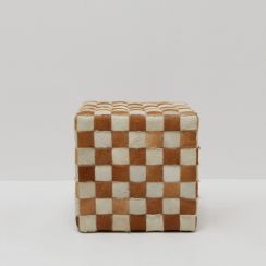 Cowhide Checked Pouf