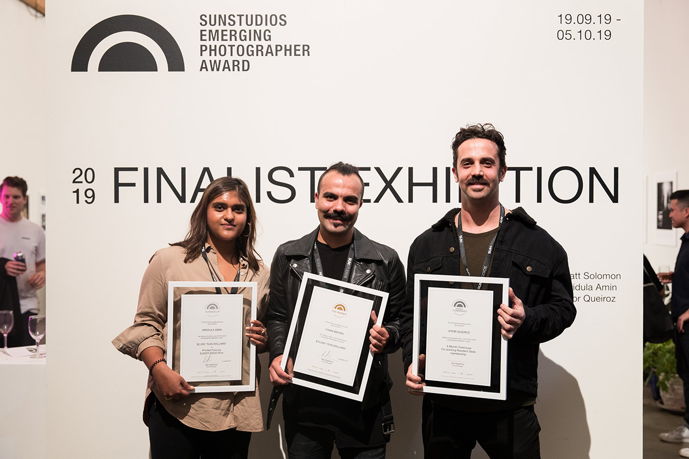 SEPA 2019 winners L-R Mridula Amin (Runner Up), Cihan Bektas (Winner) and Vitor Queiroz (Highly Commended). Image by Daniele Massacci. 