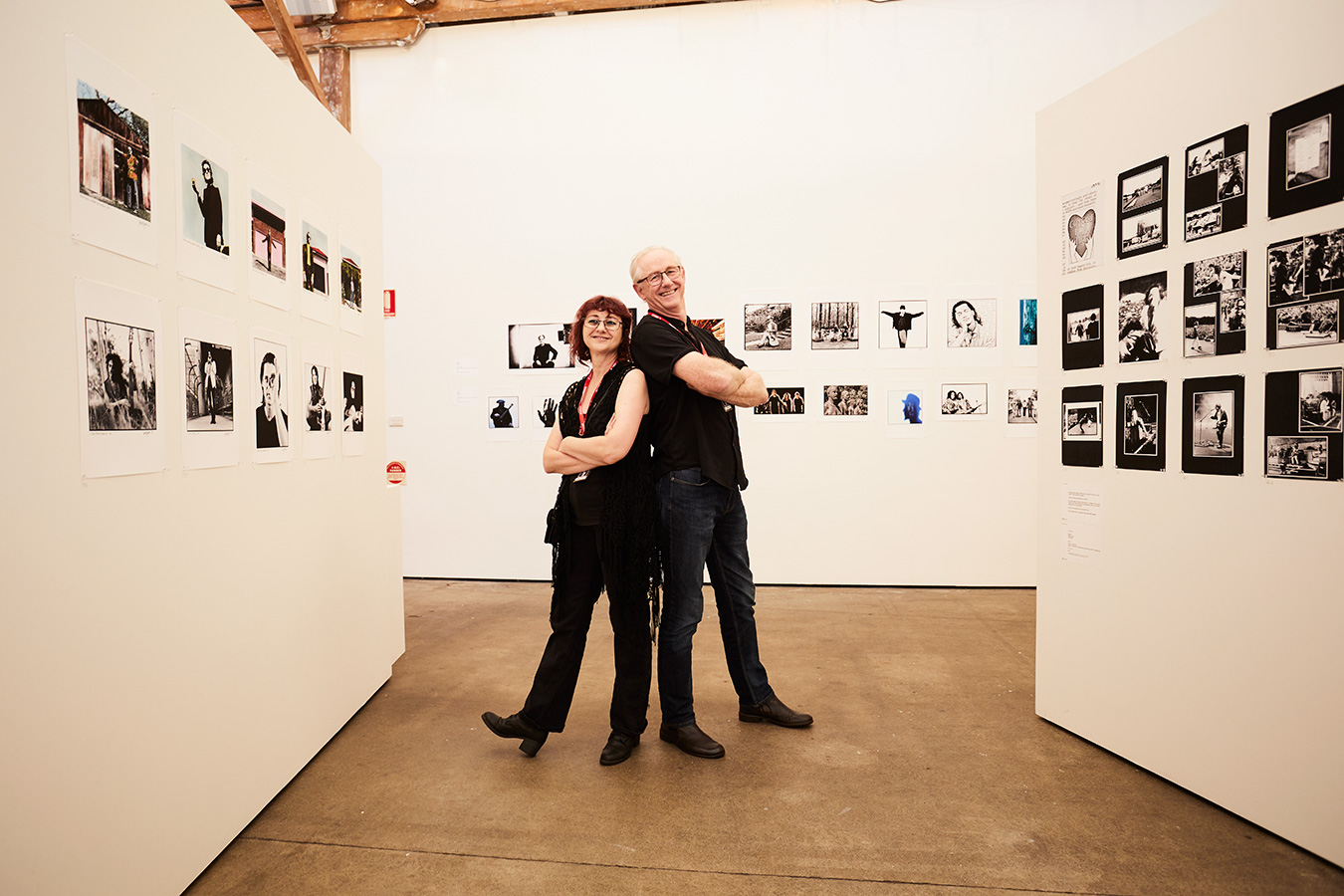 Wendy McDougall and musician Mark Callaghan from GANGgajang who helped launch her milestone exhibition. Image by Steve Harnacke.