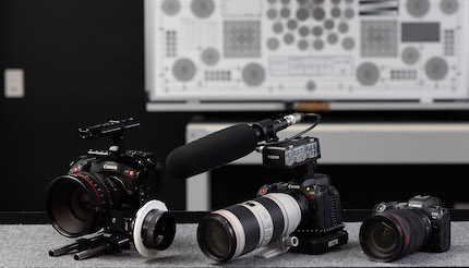 Three Canon camera lined up