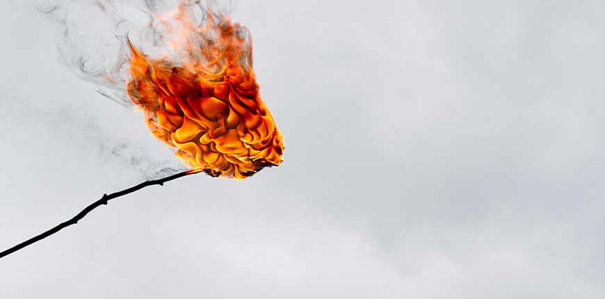 Flame by Toby Burrows | Available exclusively through SUN Editions detailed-photograph-of-stick-burning-against-grey-background