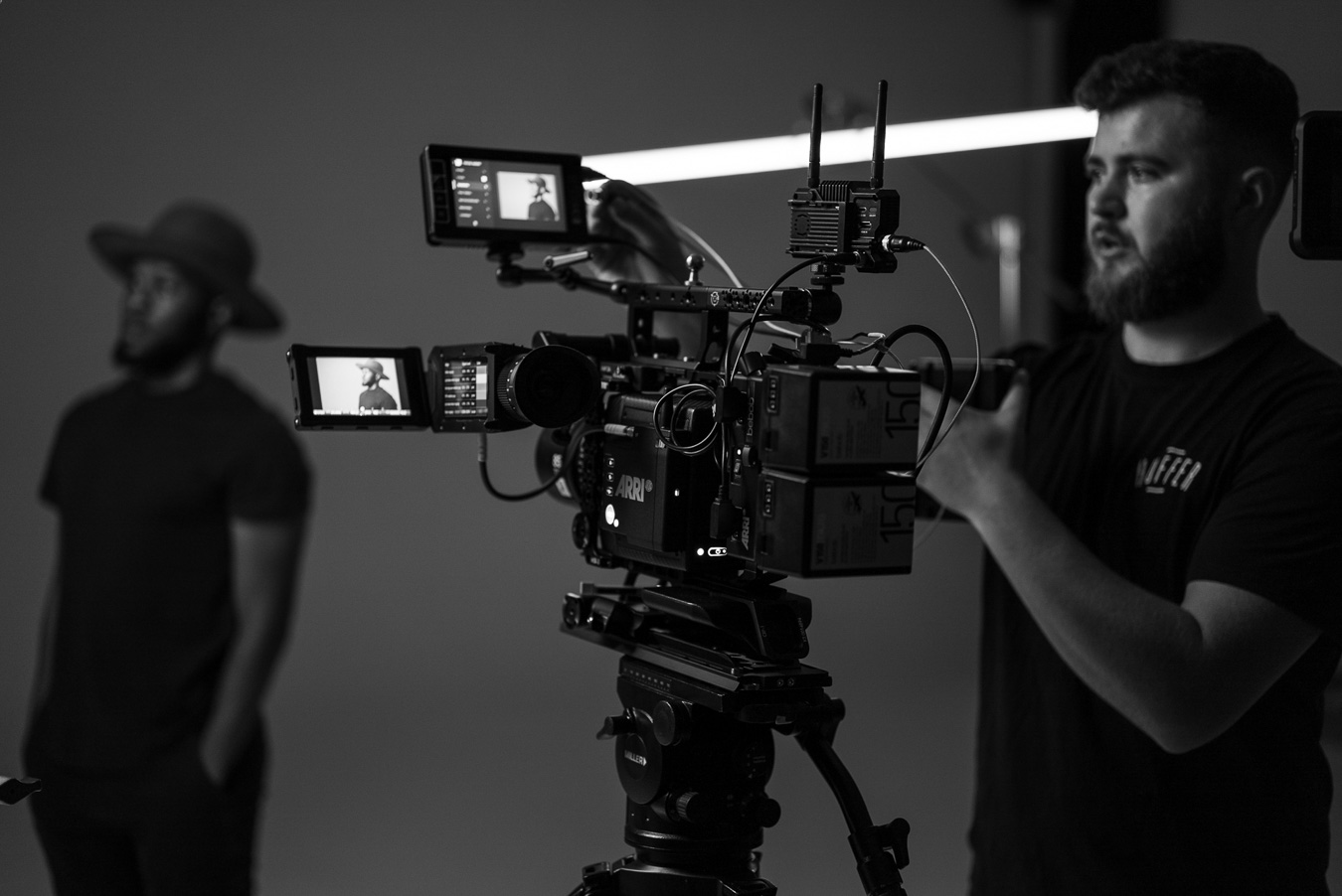 black-and-white-image-of-arri-alexa-mini-lf-on-set