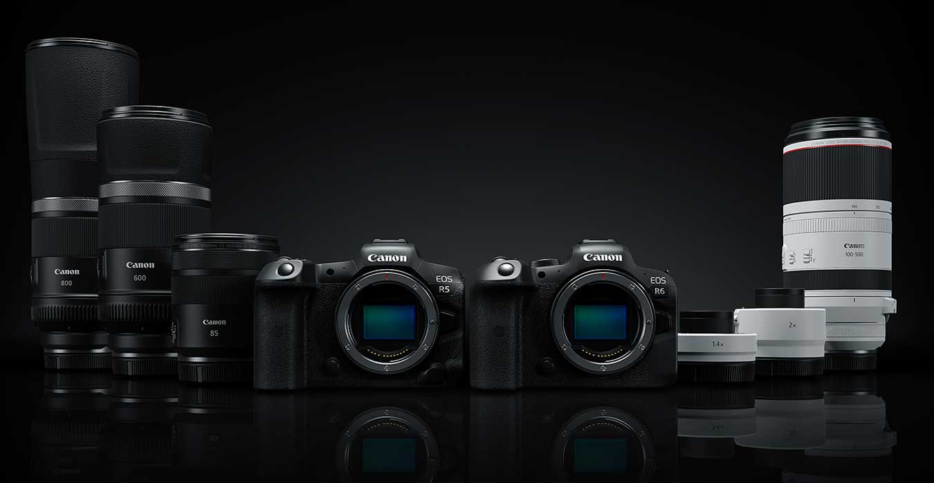 black-background-image-of-new-canon-mirrorless-product-releases-july-2020