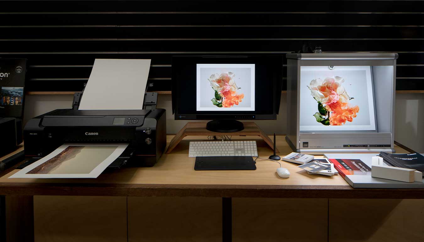 printer-set-up-including-calibrated-monitor-and-consistent-print-viewing-area 